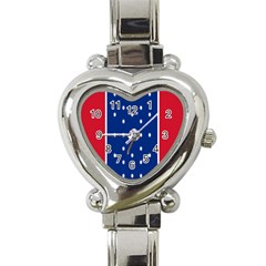 British American Flag Red Blue Star Heart Italian Charm Watch