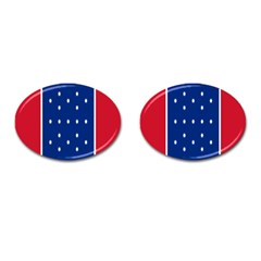 British American Flag Red Blue Star Cufflinks (oval) by Mariart