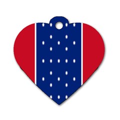 British American Flag Red Blue Star Dog Tag Heart (two Sides)