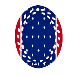 British American Flag Red Blue Star Ornament (oval Filigree) by Mariart