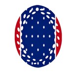 British American Flag Red Blue Star Ornament (Oval Filigree) Front