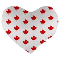 Canadian Maple Leaf Pattern Large 19  Premium Flano Heart Shape Cushions