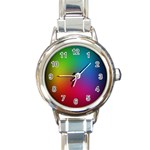 Bright Lines Resolution Image Wallpaper Rainbow Round Italian Charm Watch Front