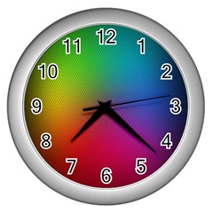 Bright Lines Resolution Image Wallpaper Rainbow Wall Clocks (silver)  by Mariart