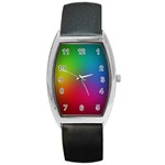 Bright Lines Resolution Image Wallpaper Rainbow Barrel Style Metal Watch Front