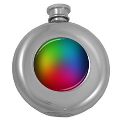 Bright Lines Resolution Image Wallpaper Rainbow Round Hip Flask (5 Oz) by Mariart