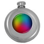 Bright Lines Resolution Image Wallpaper Rainbow Round Hip Flask (5 oz) Front