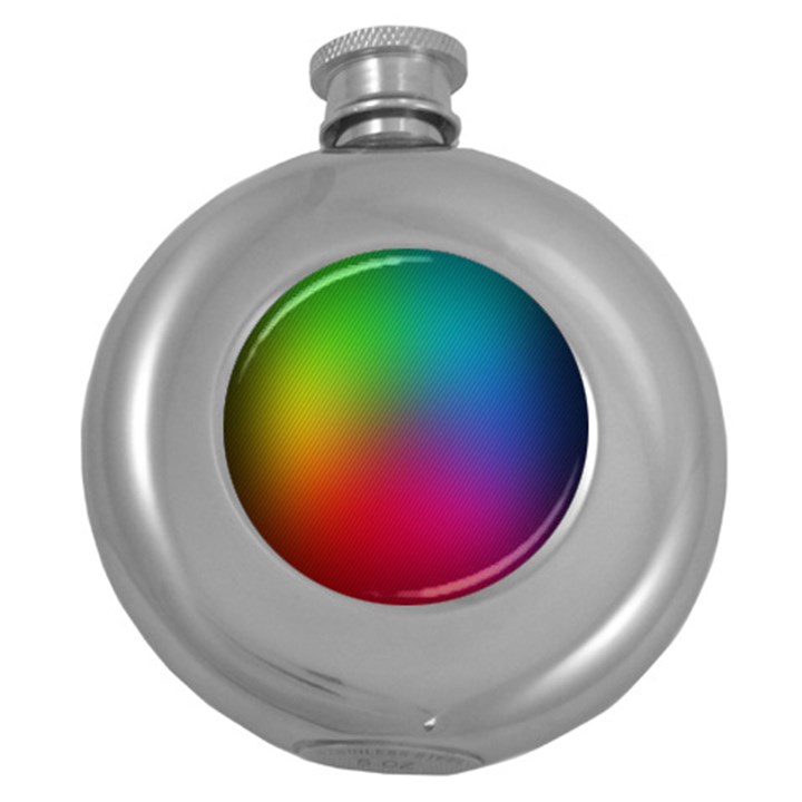 Bright Lines Resolution Image Wallpaper Rainbow Round Hip Flask (5 oz)