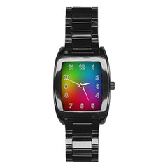 Bright Lines Resolution Image Wallpaper Rainbow Stainless Steel Barrel Watch