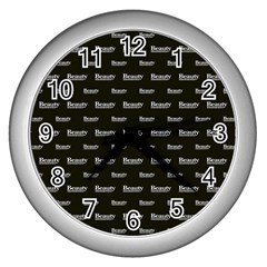 Beauty Moments Phrase Pattern Wall Clocks (silver)  by dflcprints