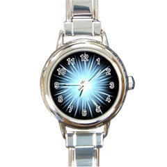 Bright Light On Black Background Round Italian Charm Watch