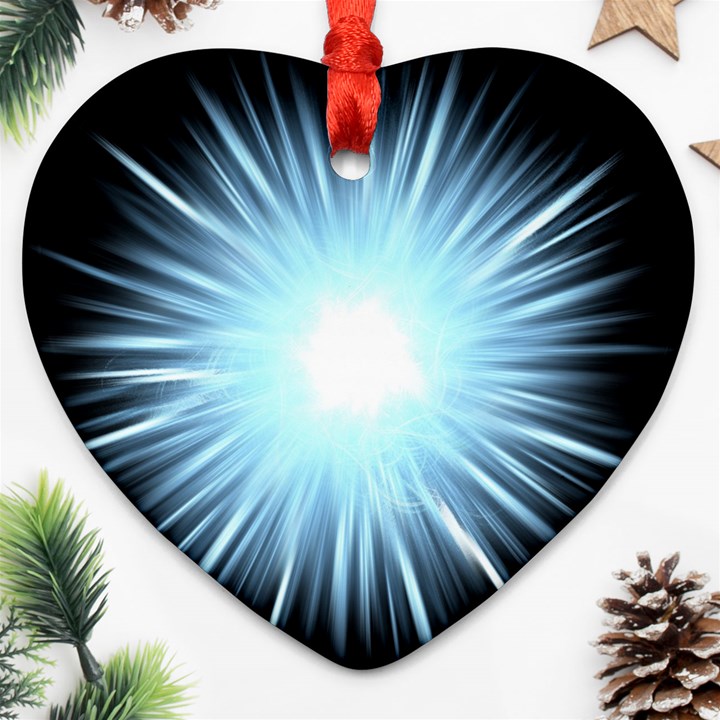 Bright Light On Black Background Ornament (Heart)