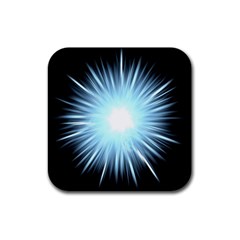 Bright Light On Black Background Rubber Coaster (square) 