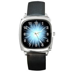 Bright Light On Black Background Square Metal Watch