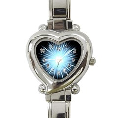 Bright Light On Black Background Heart Italian Charm Watch