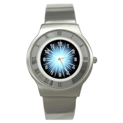 Bright Light On Black Background Stainless Steel Watch by Mariart