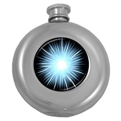 Bright Light On Black Background Round Hip Flask (5 Oz)