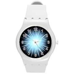 Bright Light On Black Background Round Plastic Sport Watch (m)