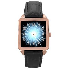 Bright Light On Black Background Rose Gold Leather Watch  by Mariart