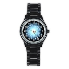 Bright Light On Black Background Stainless Steel Round Watch