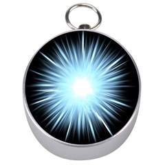 Bright Light On Black Background Silver Compasses