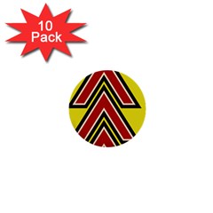 Chevron Symbols Multiple Large Red Yellow 1  Mini Buttons (10 Pack) 