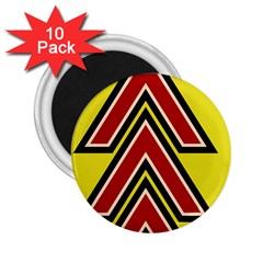 Chevron Symbols Multiple Large Red Yellow 2 25  Magnets (10 Pack)  by Mariart