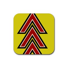 Chevron Symbols Multiple Large Red Yellow Rubber Coaster (square)  by Mariart