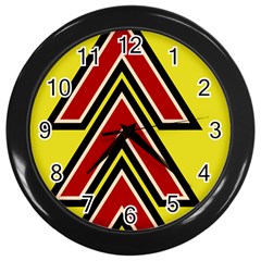 Chevron Symbols Multiple Large Red Yellow Wall Clocks (black) by Mariart