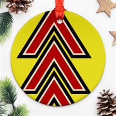 Chevron Symbols Multiple Large Red Yellow Round Ornament (two Sides) by Mariart