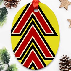 Chevron Symbols Multiple Large Red Yellow Oval Ornament (two Sides) by Mariart