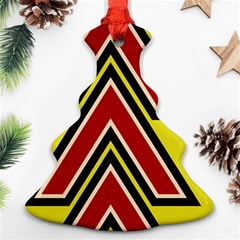 Chevron Symbols Multiple Large Red Yellow Christmas Tree Ornament (two Sides)