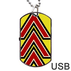 Chevron Symbols Multiple Large Red Yellow Dog Tag Usb Flash (one Side) by Mariart