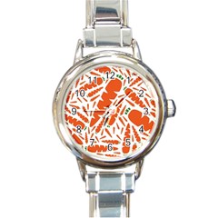 Carrots Fruit Vegetable Orange Round Italian Charm Watch by Mariart