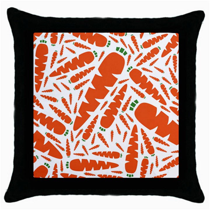 Carrots Fruit Vegetable Orange Throw Pillow Case (Black)