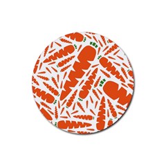 Carrots Fruit Vegetable Orange Rubber Round Coaster (4 Pack)  by Mariart