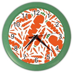 Carrots Fruit Vegetable Orange Color Wall Clocks by Mariart