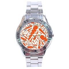 Carrots Fruit Vegetable Orange Stainless Steel Analogue Watch by Mariart