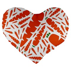 Carrots Fruit Vegetable Orange Large 19  Premium Heart Shape Cushions by Mariart