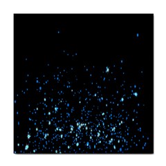 Blue Glowing Star Particle Random Motion Graphic Space Black Tile Coasters by Mariart