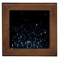 Blue Glowing Star Particle Random Motion Graphic Space Black Framed Tiles by Mariart