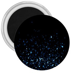 Blue Glowing Star Particle Random Motion Graphic Space Black 3  Magnets by Mariart