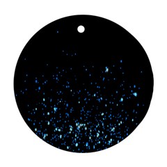 Blue Glowing Star Particle Random Motion Graphic Space Black Ornament (round) by Mariart