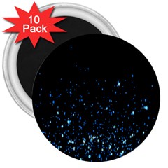 Blue Glowing Star Particle Random Motion Graphic Space Black 3  Magnets (10 Pack)  by Mariart