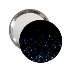 Blue Glowing Star Particle Random Motion Graphic Space Black 2 25  Handbag Mirrors by Mariart