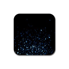 Blue Glowing Star Particle Random Motion Graphic Space Black Rubber Coaster (square)  by Mariart