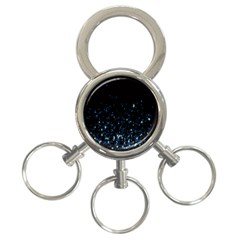 Blue Glowing Star Particle Random Motion Graphic Space Black 3-ring Key Chains by Mariart