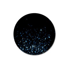 Blue Glowing Star Particle Random Motion Graphic Space Black Magnet 3  (round) by Mariart