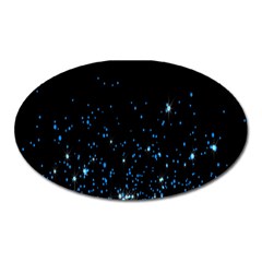 Blue Glowing Star Particle Random Motion Graphic Space Black Oval Magnet by Mariart