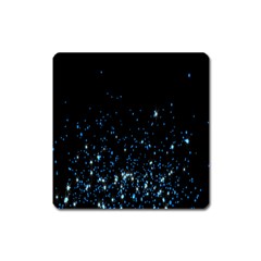 Blue Glowing Star Particle Random Motion Graphic Space Black Square Magnet by Mariart